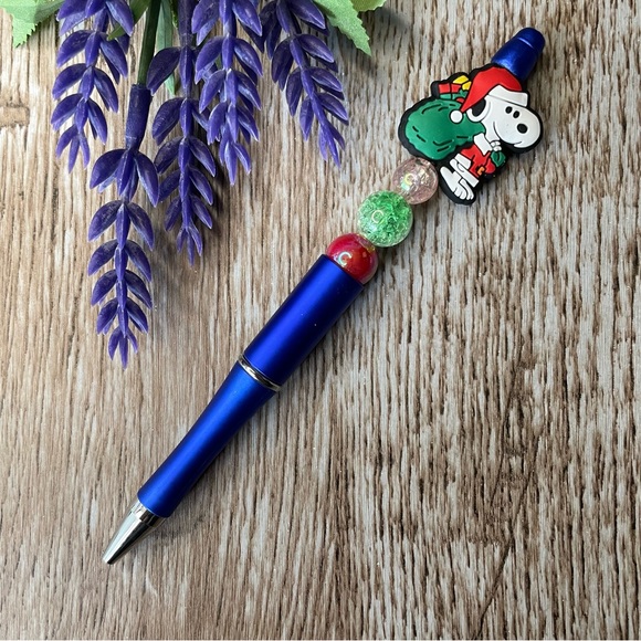 Handcrafted Christmas Pens Beaded Unique Artisan Gifts Office Accessories - Picture 8 of 9